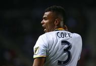 CARSON, CA - MARCH 06:  Ashley Cole #3 of Los Angeles Galaxy shouts at an official after taking a hand to the face from a D.C. United player during the first half of their MLS match at StubHub Center on March 6, 2016 in Carson, California. There was no foul called on the play against D.C. United. (Photo by Victor Decolongon/Getty Images)